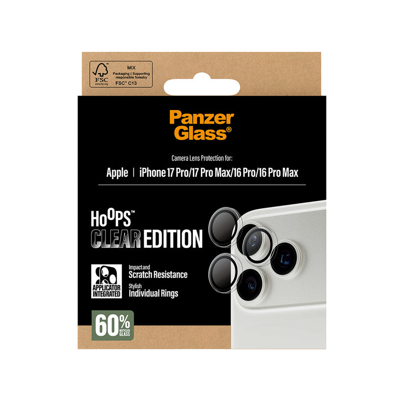 PanzerGlass Hoops Transparent Camera Lens Protector - osłonki na obiektywy do iPhone 16 Pro 16 Pro Max 17 Pro 17 Pro Max