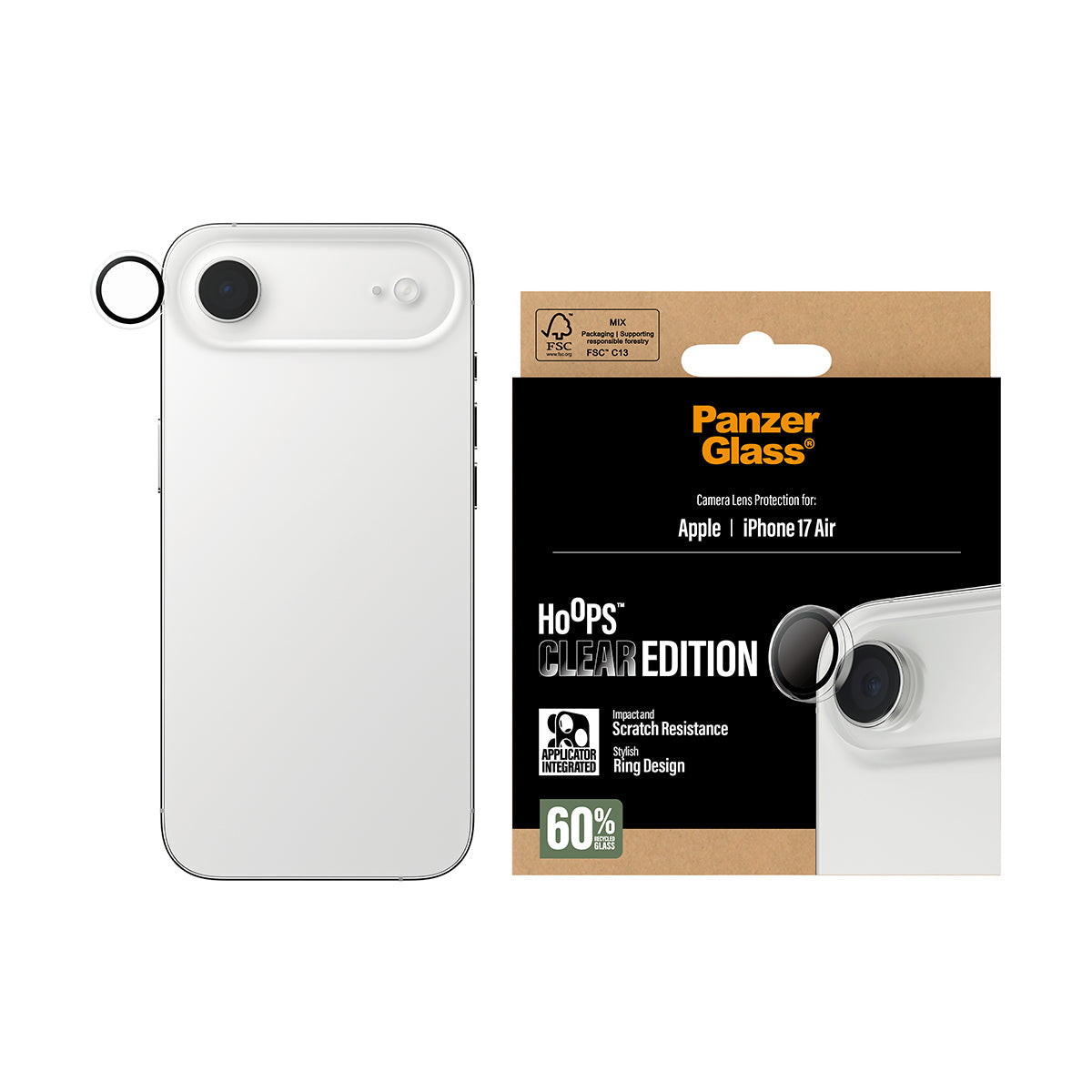 PanzerGlass Hoops Transparent Camera Lens Protector - osłonki na obiektywy do iPhone Air
