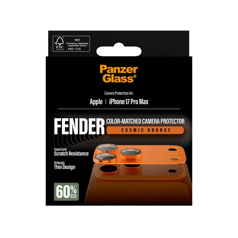 PanzerGlass Fender Camera Protector - osłona na aparat do iPhone 17 Pro Max pomarańczowa