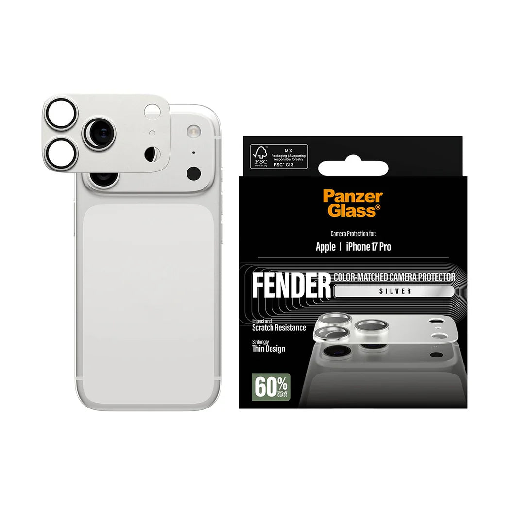 PanzerGlass Fender Camera Protector - osłona na aparat do iPhone 17 Pro srebrna