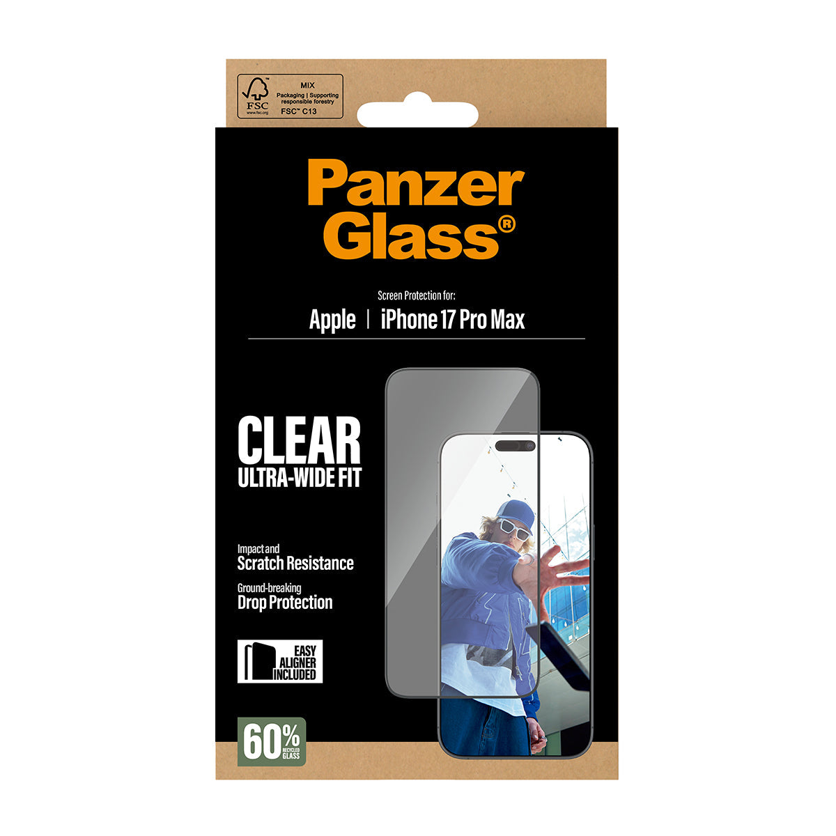 PanzerGlass Screen Protector Ultra-Wide Fit - szkło do iPhone 17 Pro Max czarna ramka