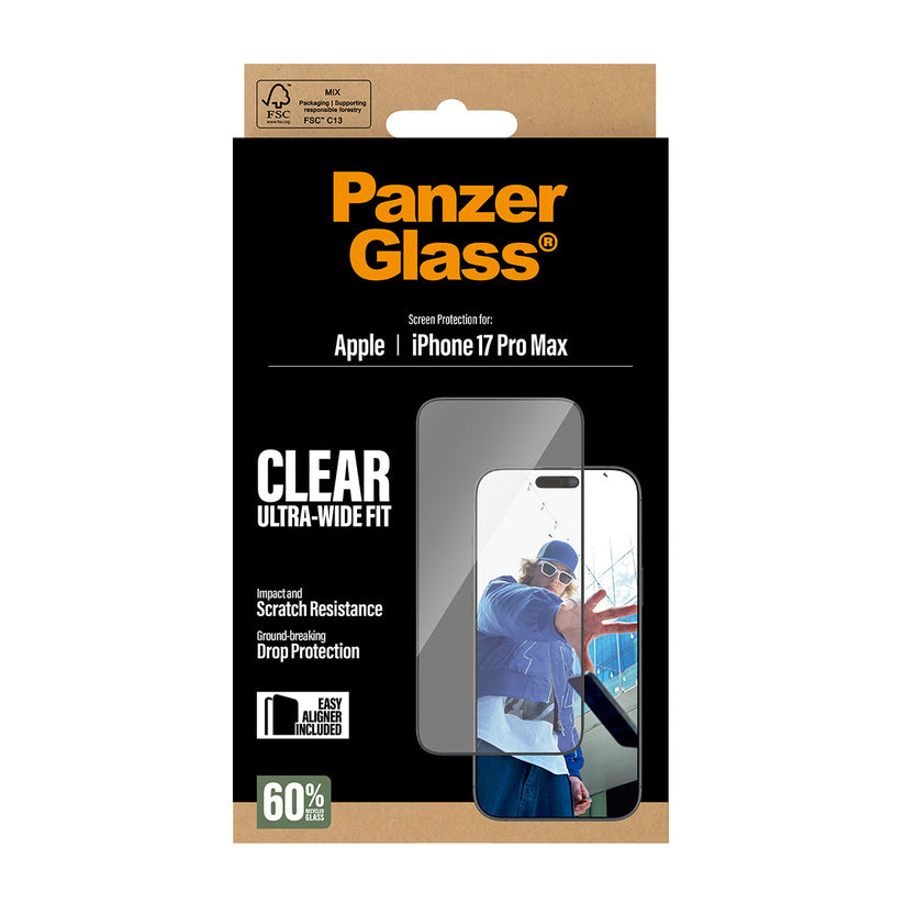 PanzerGlass Screen Protector Ultra-Wide Fit - szkło do iPhone 17 Pro Max czarna ramka