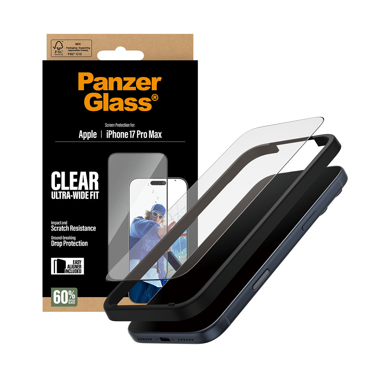 PanzerGlass Screen Protector Ultra-Wide Fit - szkło do iPhone 17 Pro Max czarna ramka