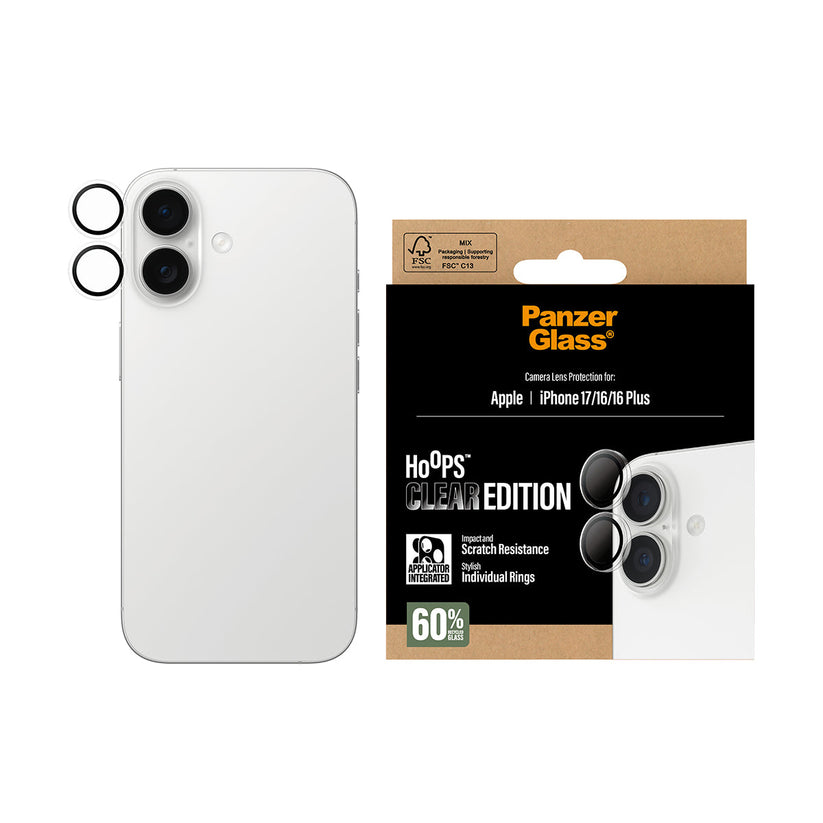 PanzerGlass Hoops Transparent Camera Lens Protector - osłonki na obiektywy do iPhone 16 16 Plus 17