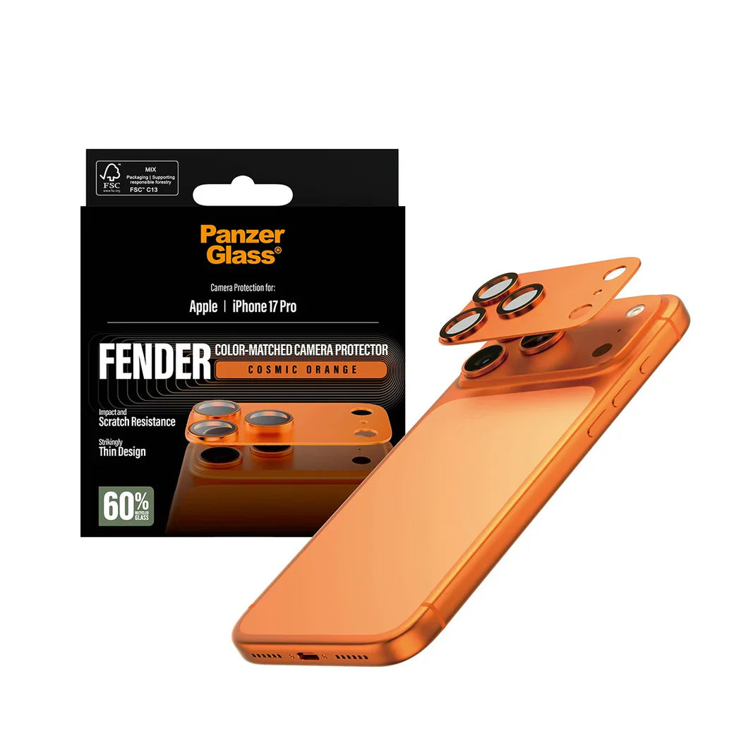 PanzerGlass Fender Camera Protector - osłona na aparat do iPhone 17 Pro pomarańczowa