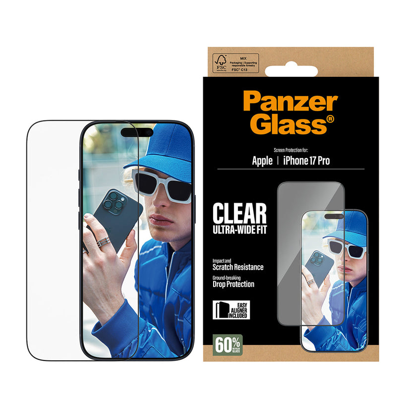 PanzerGlass Screen Protector Ultra-Wide Fit - szkło do iPhone 17 Pro czarna ramka