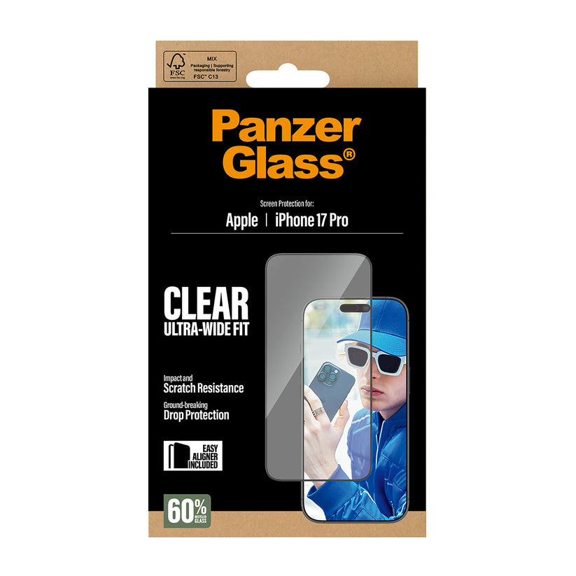 PanzerGlass Screen Protector Ultra-Wide Fit - szkło do iPhone 17 Pro czarna ramka