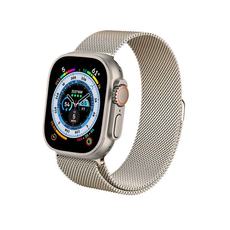Crong Milano Steel – Pasek ze stali nierdzewnej do Apple Watch 44 45 46 49 mm szampański