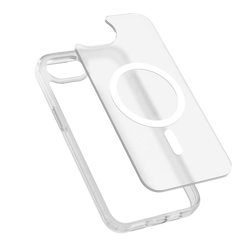 Crong Hybrid Matte Magnetic - Etui MagSafe iPhone 16e/17e przezroczyste matowe