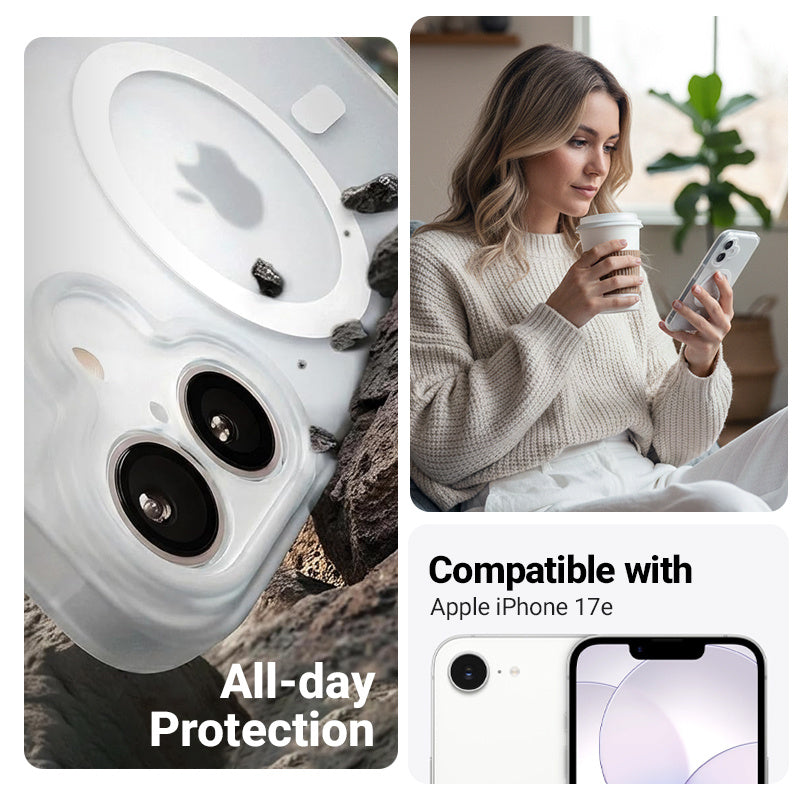 Crong Hybrid Matte Magnetic - Etui MagSafe iPhone 16e/17e różowe matowe