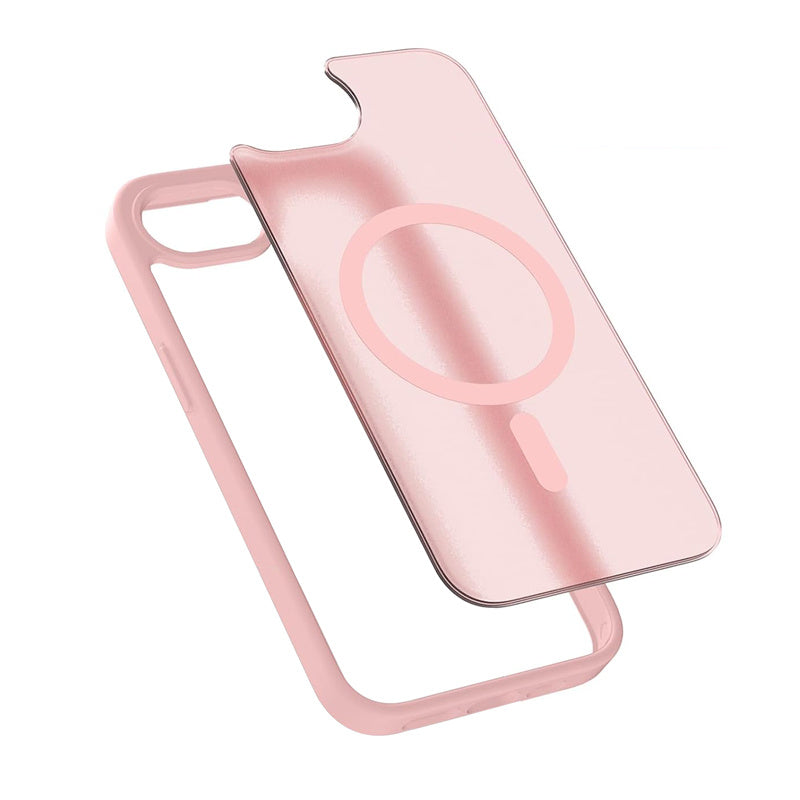 Crong Hybrid Matte Magnetic - Etui MagSafe iPhone 16e/17e różowe matowe
