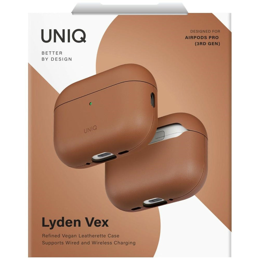 UNIQ Lyden Vex - etui z ekoskóry do AirPods Pro 3 brązowe