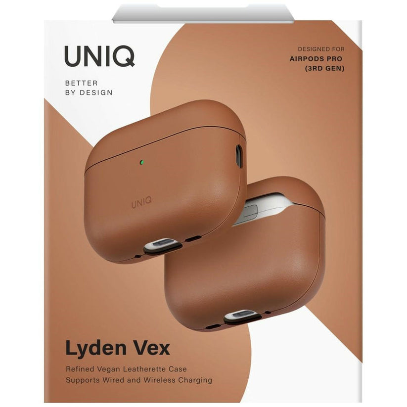 UNIQ Lyden Vex - etui z ekoskóry do AirPods Pro 3 brązowe