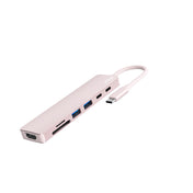 JCPAL Linx USB-C 7in1 - przejściówka USB-C (2 x USB-A 3.0 / USB-C 3.1 / HDMI 60Hz / czytnik kart micro/SD / PD 100W) różowa