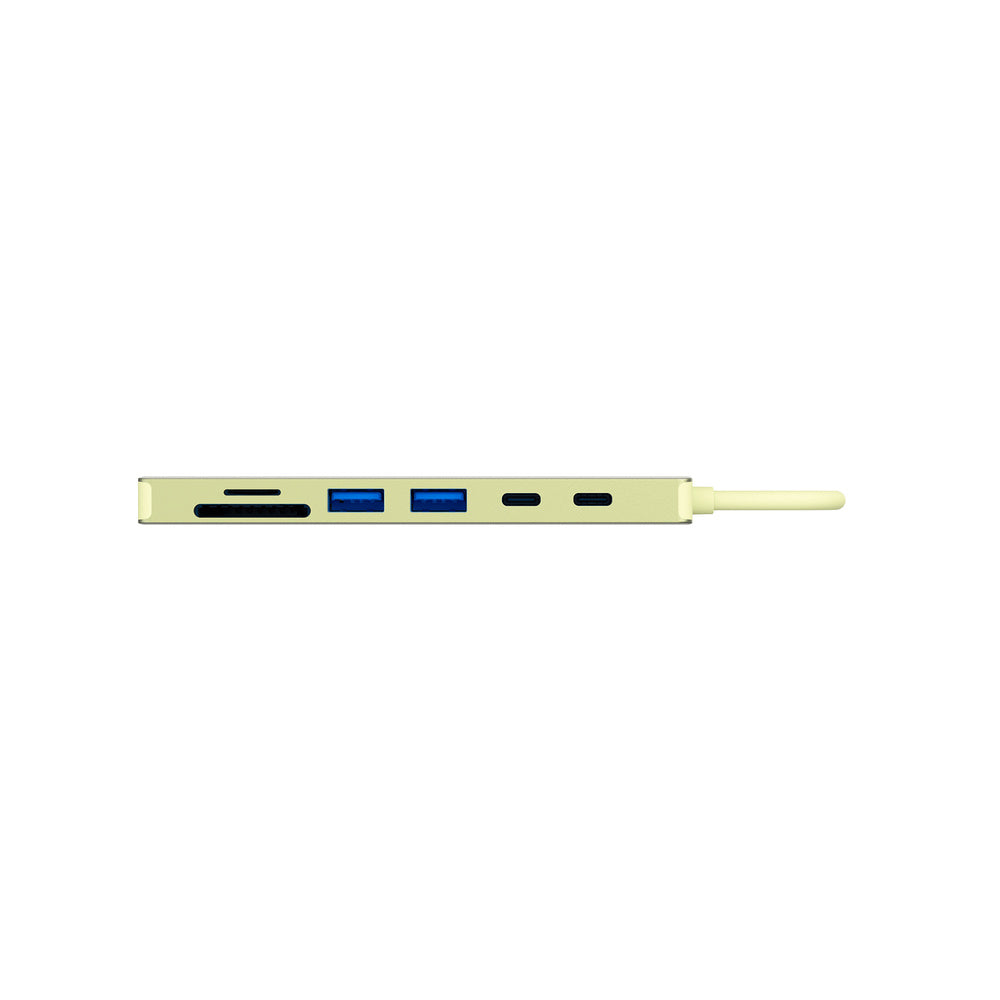 JCPAL Linx USB-C 7in1 - przejściówka USB-C (2 x USB-A 3.0 / USB-C 3.1 / HDMI 60Hz / czytnik kart micro/SD / PD 100W) żółta