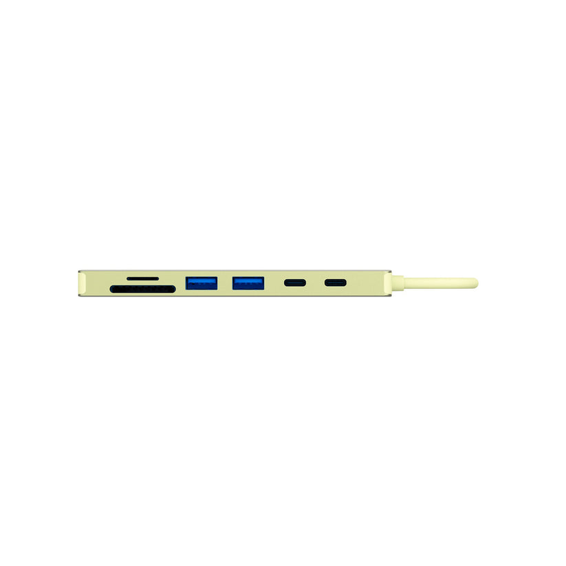 JCPAL Linx USB-C 7in1 - przejściówka USB-C (2 x USB-A 3.0 / USB-C 3.1 / HDMI 60Hz / czytnik kart micro/SD / PD 100W) żółta