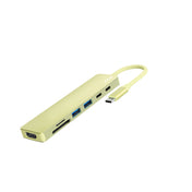 JCPAL Linx USB-C 7in1 - przejściówka USB-C (2 x USB-A 3.0 / USB-C 3.1 / HDMI 60Hz / czytnik kart micro/SD / PD 100W) żółta