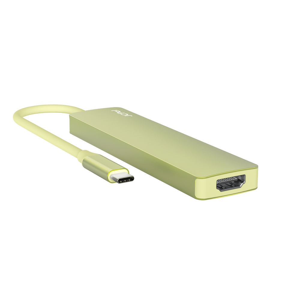 JCPAL Linx USB-C 7in1 - przejściówka USB-C (2 x USB-A 3.0 / USB-C 3.1 / HDMI 60Hz / czytnik kart micro/SD / PD 100W) żółta