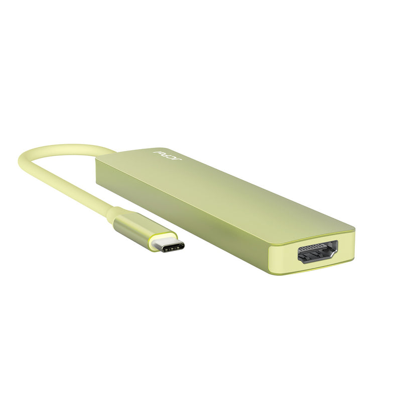 JCPAL Linx USB-C 7in1 - przejściówka USB-C (2 x USB-A 3.0 / USB-C 3.1 / HDMI 60Hz / czytnik kart micro/SD / PD 100W) żółta