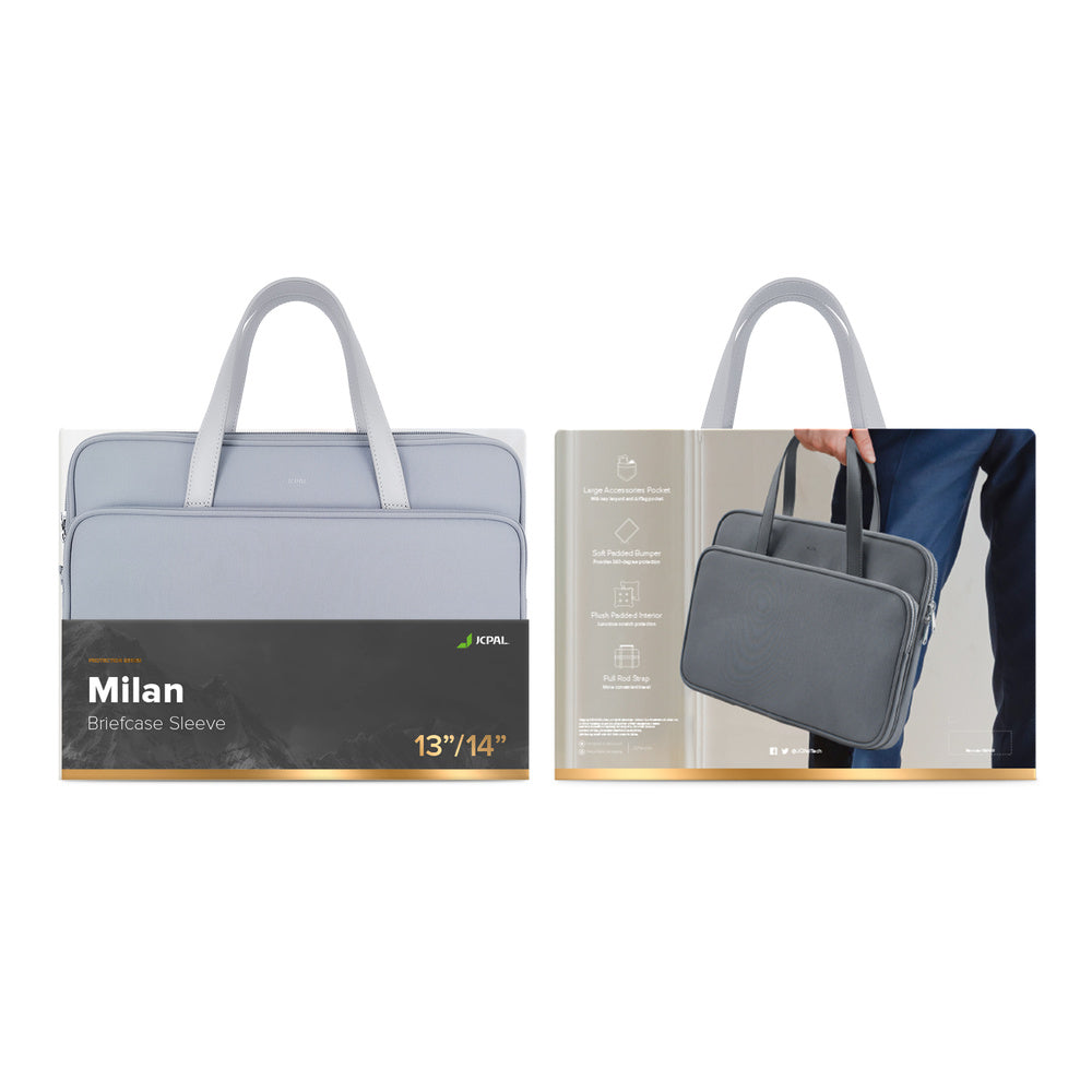 JCPal Milan Briefcase Sleeve - torba do MacBook 13 14" jasno szara