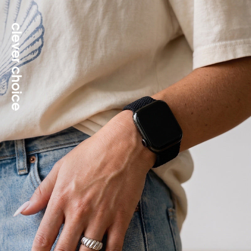 Crong Wave Band - pleciony pasek do Apple Watch 44/45/46/49 mm czarny