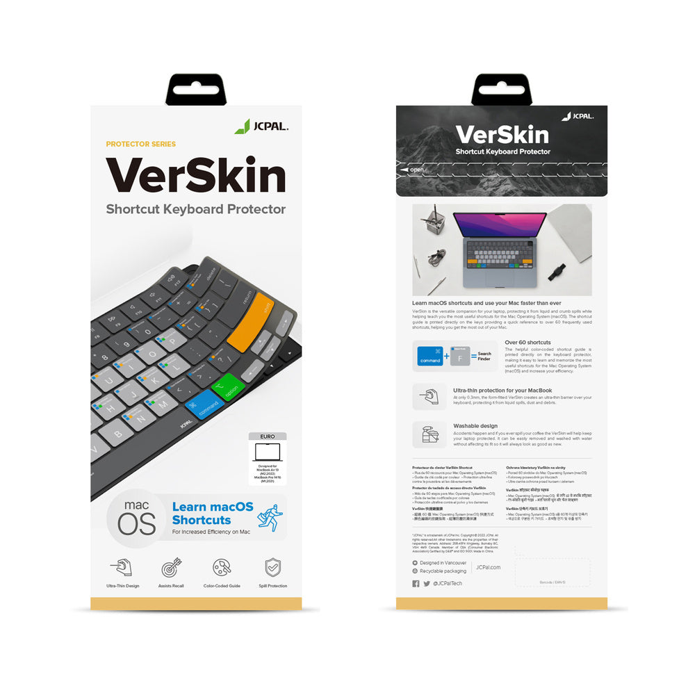 JCPal VerSkin MacOS Shortcuts do MacBook Air 13" M2-M4 Pro 14" M1-M4 Air 15" M2-M4 Pro 16" M1-M4