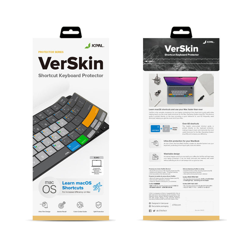 JCPal VerSkin MacOS Shortcuts do MacBook Air 13" M2-M4 Pro 14" M1-M4 Air 15" M2-M4 Pro 16" M1-M4