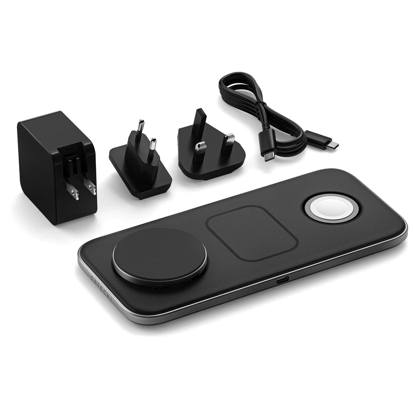 Satechi Qi2 Trio Wireless Charging Pad - magnetyczna ładowarka bezprzewodowa ładowarka 3w1 szaro-czarna